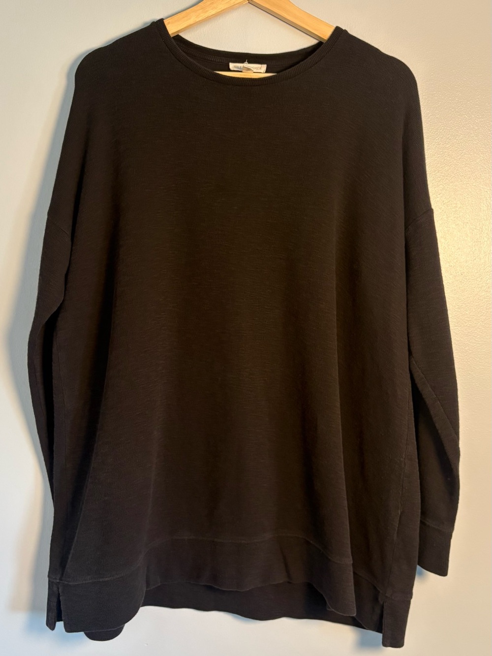 Eileen Fisher 100% organic cotton black oversized relaxed sweater size small